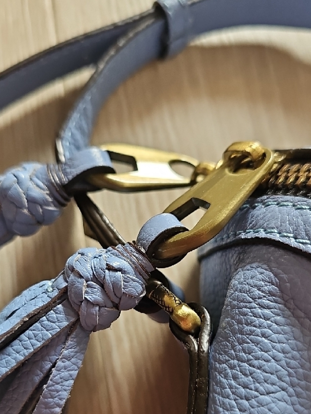 orYANY Light Blue Leather Tassel Crossbody Bag - Picture 3 of 15